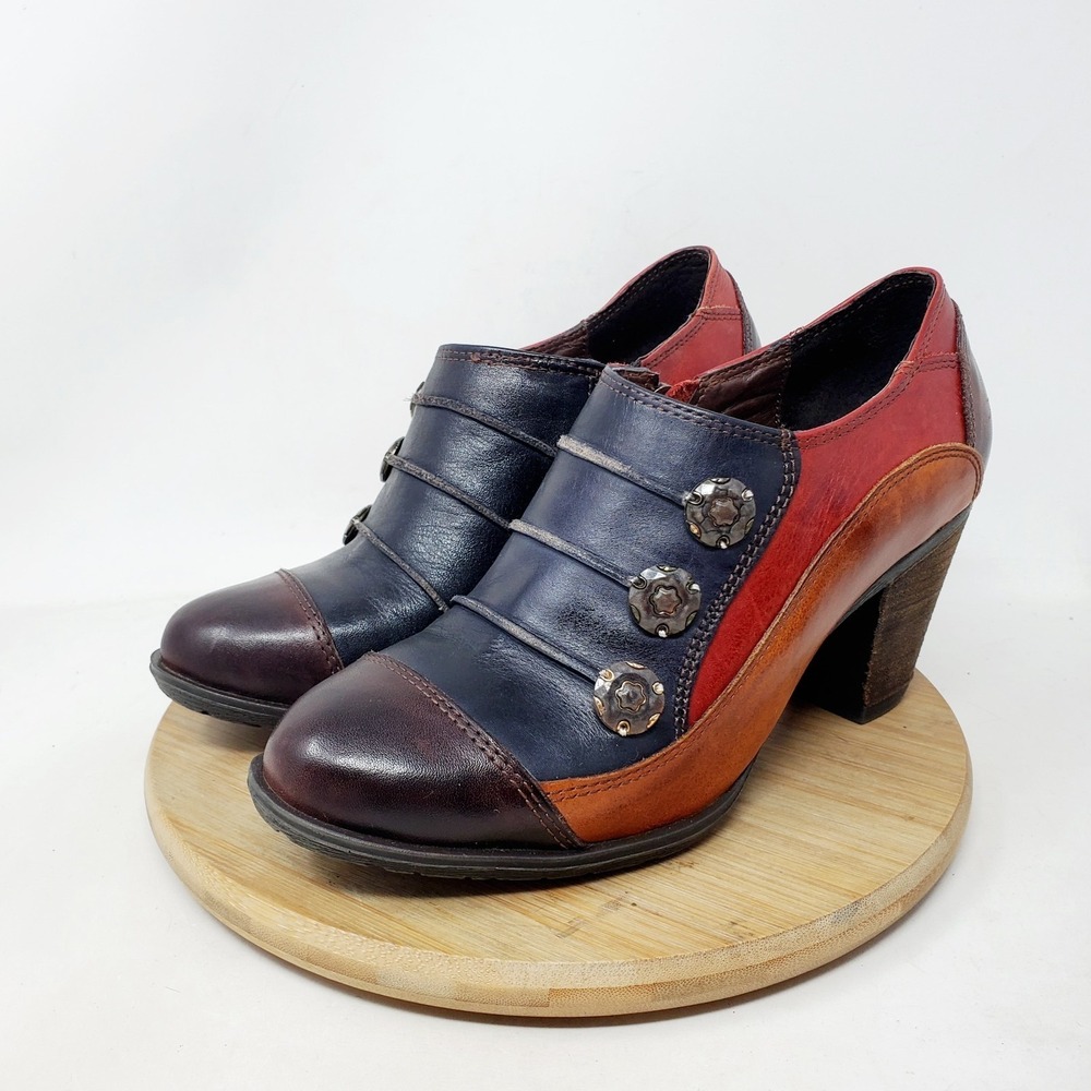 L'Artiste Shoes Women 37 Blueberry Colorful Black Red Retro Patchwork Ankle Boot - Picture 5 of 13